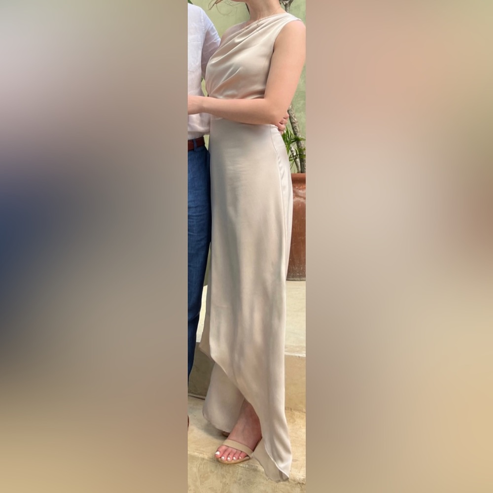 One shoulder maxi bridesmaid dress